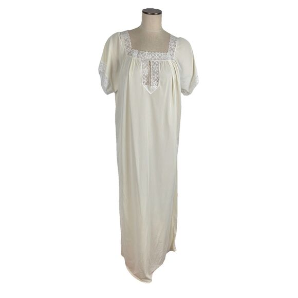 VTG 70's Figurfit NIght Gown Slip Maxi Long Lace Trim Flaw Size 2X - Picture 1 of 10